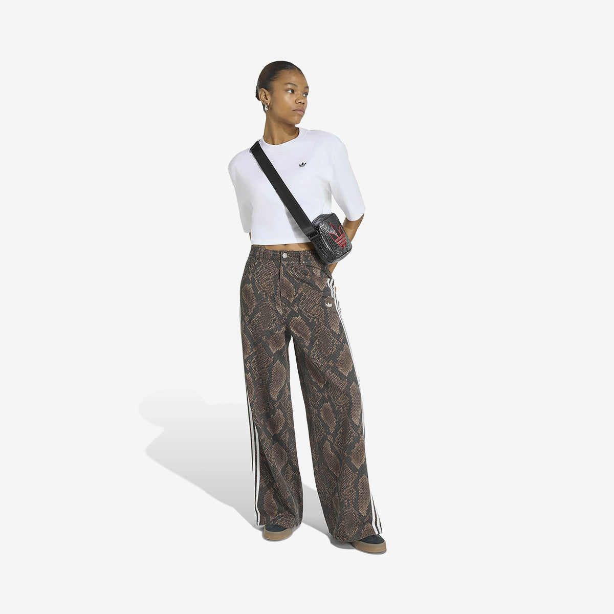 Women's adidas Snake Print Denim Loose Pants