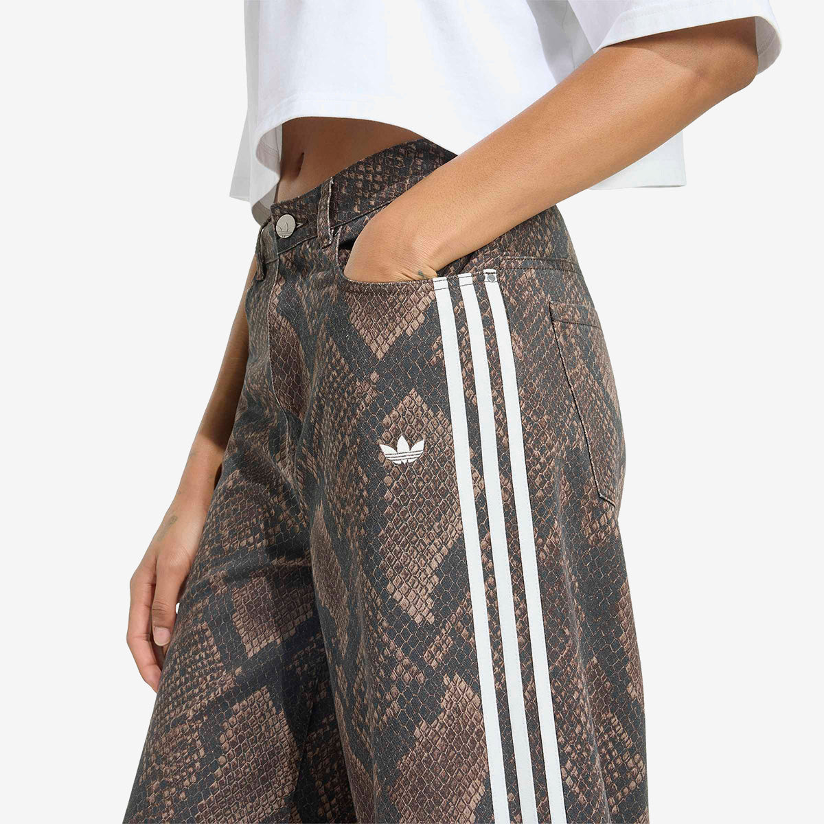 Women's adidas Snake Print Denim Loose Pants