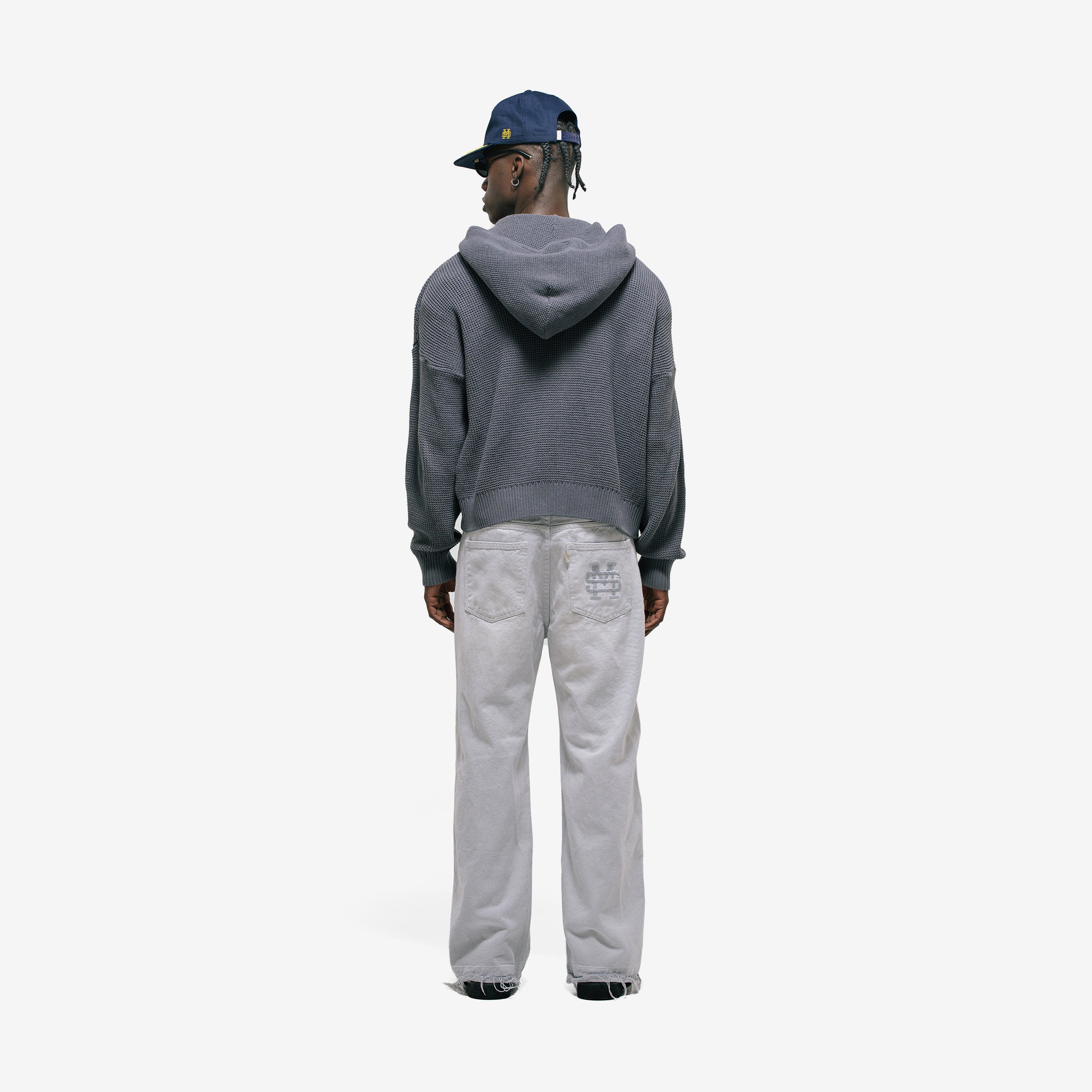 Monoic Zip Knitwear Hoodie 'Gris Ratón'