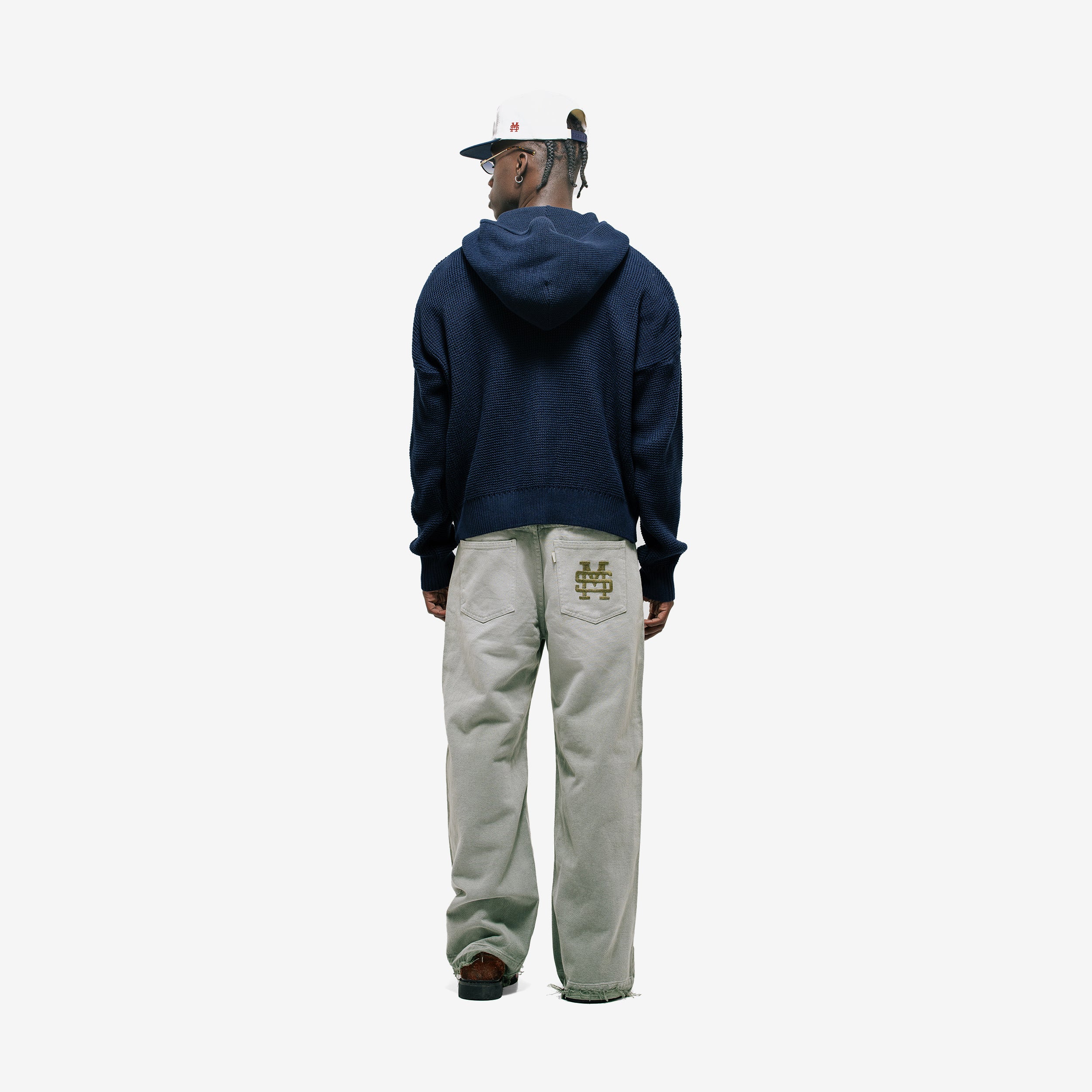 Monoic Zip Knitwear Hoodie 'Azul Navy'