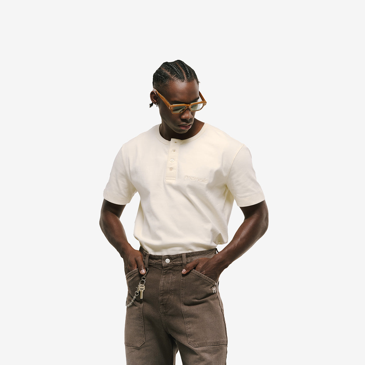 Monoic Camiseta Henley – Off White