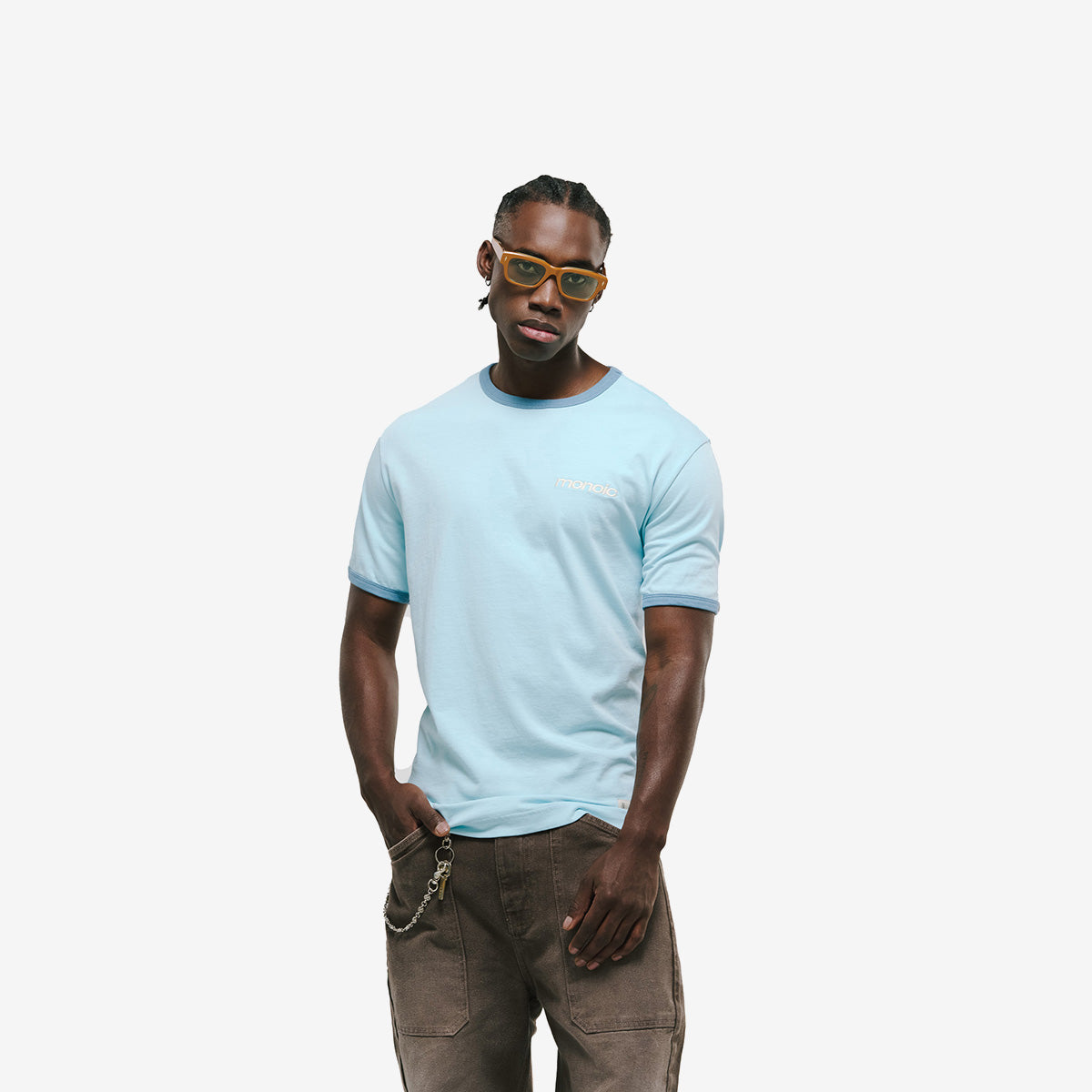 Monoic Camiseta Ringer Tee – Azul Cielo