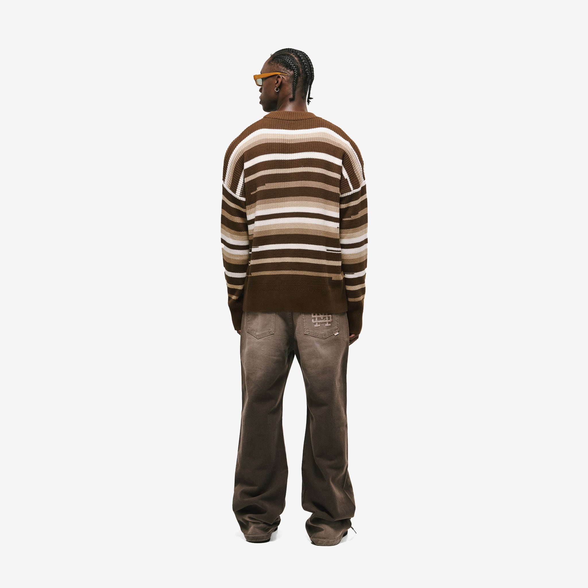 Monoic Striped Knitwear Sweater – Café, Crema y Beige