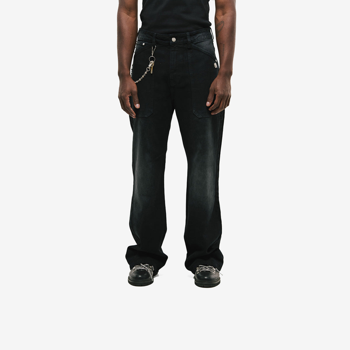 Monoic Pocket Straight Pants – Negro Desgastado