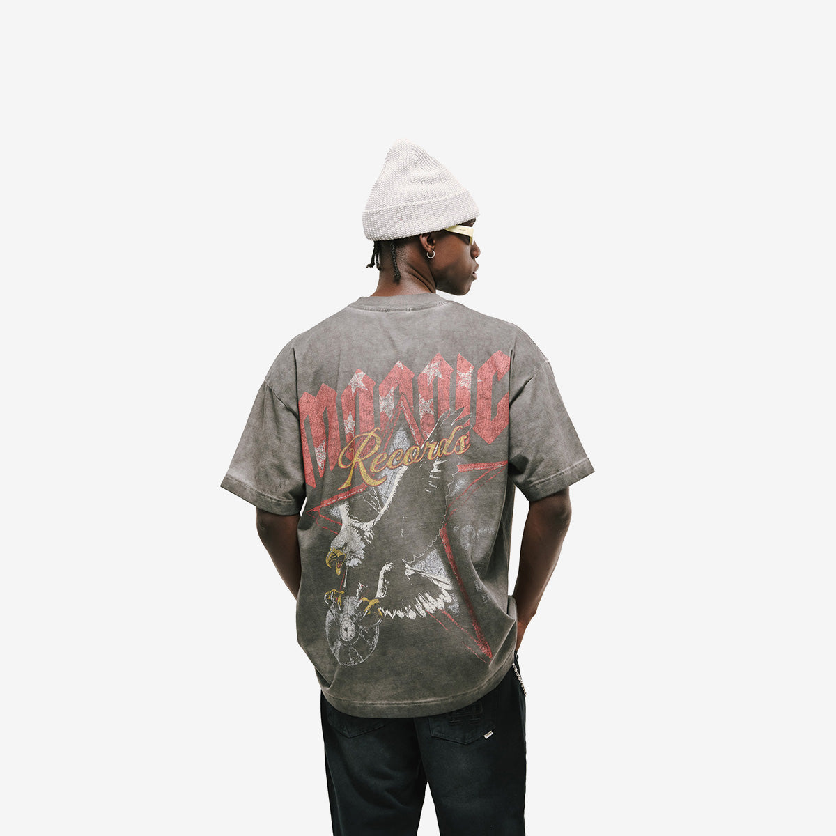 Camiseta Oversized Monoic Eagle - Gris Desgastado