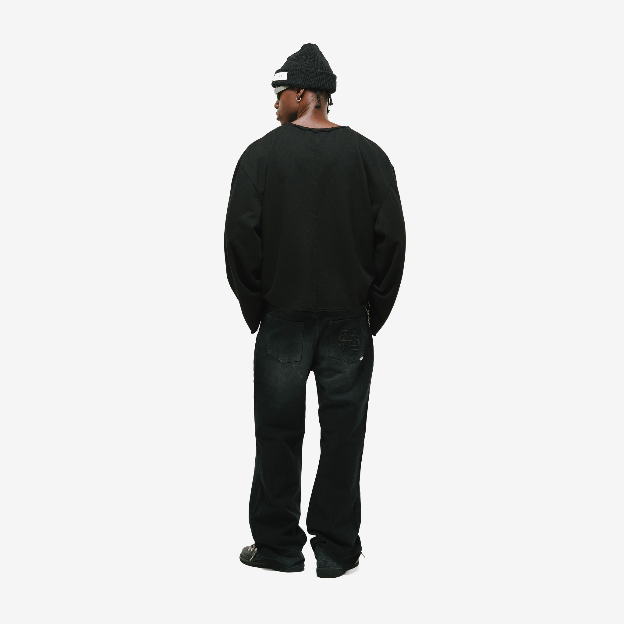 Monoic Long Sleeve Boxy T-Shirt – Negro Oscuro