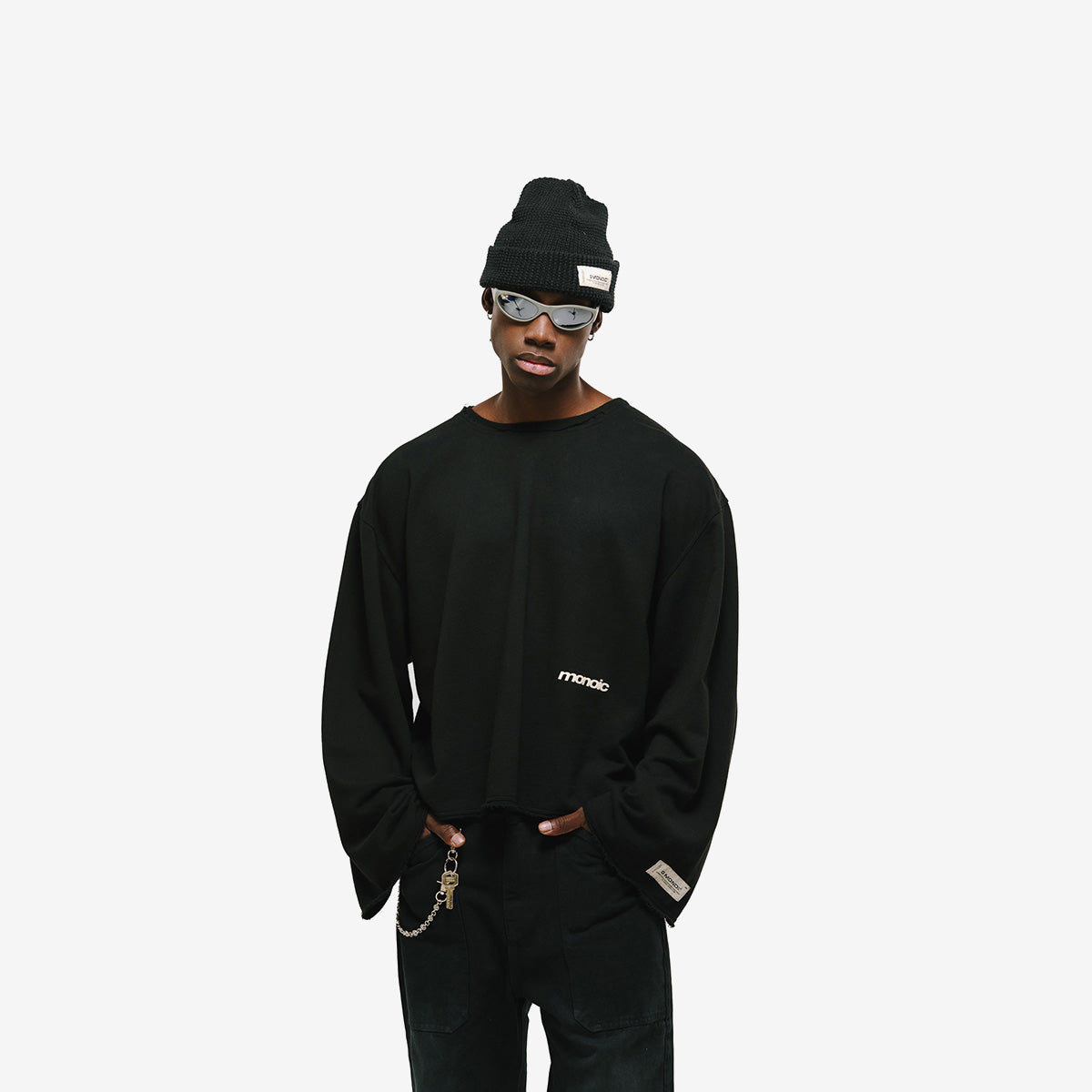 Monoic Long Sleeve Boxy T-Shirt – Negro Oscuro