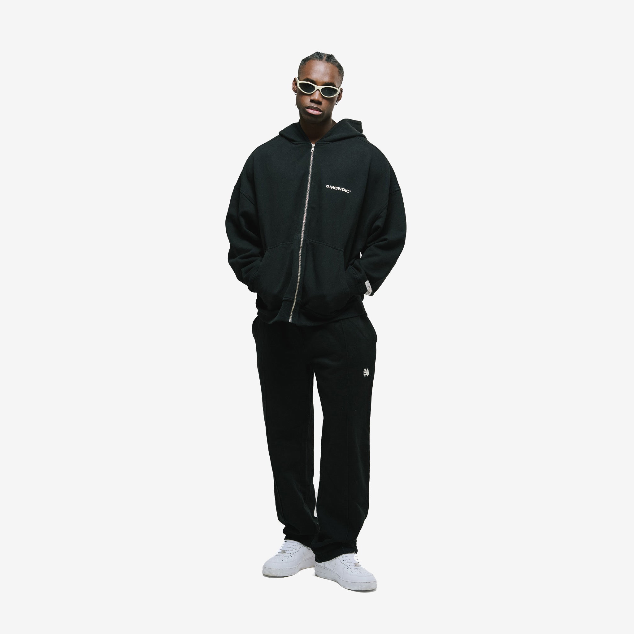 Monoic Zip Hoodie V3 - Negro Oscuro