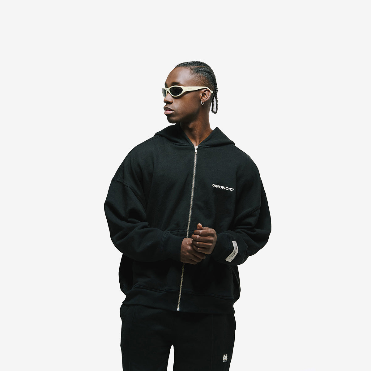 Monoic Zip Hoodie V3 - Negro Oscuro