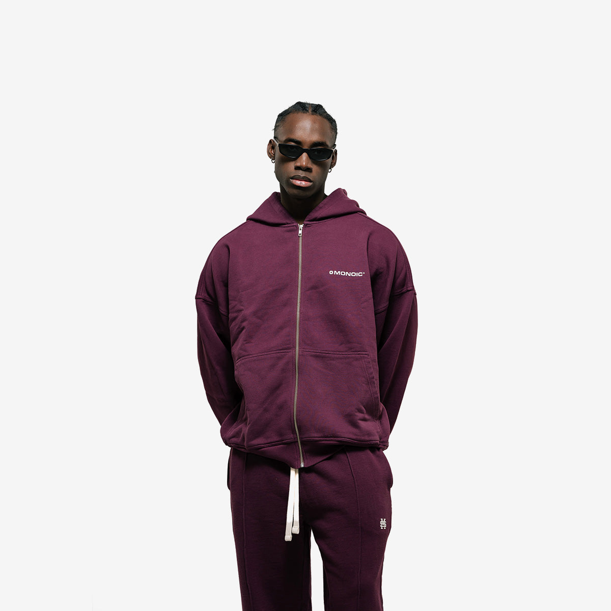Monoic Zip Hoodie V3 - Vino Tinto