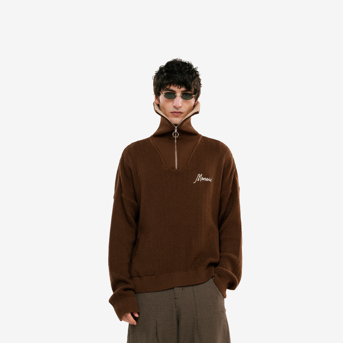 Monoic Zip Funnel Neck Knitwear