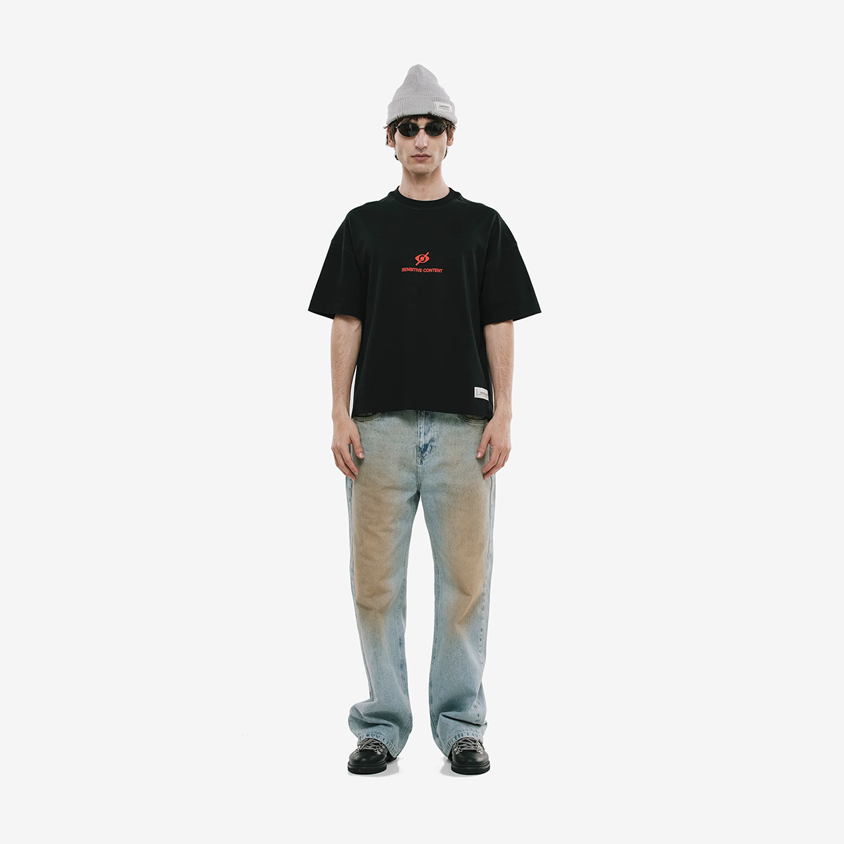 Monoic Camiseta Boxy Fit Don't Look Negro Oscuro