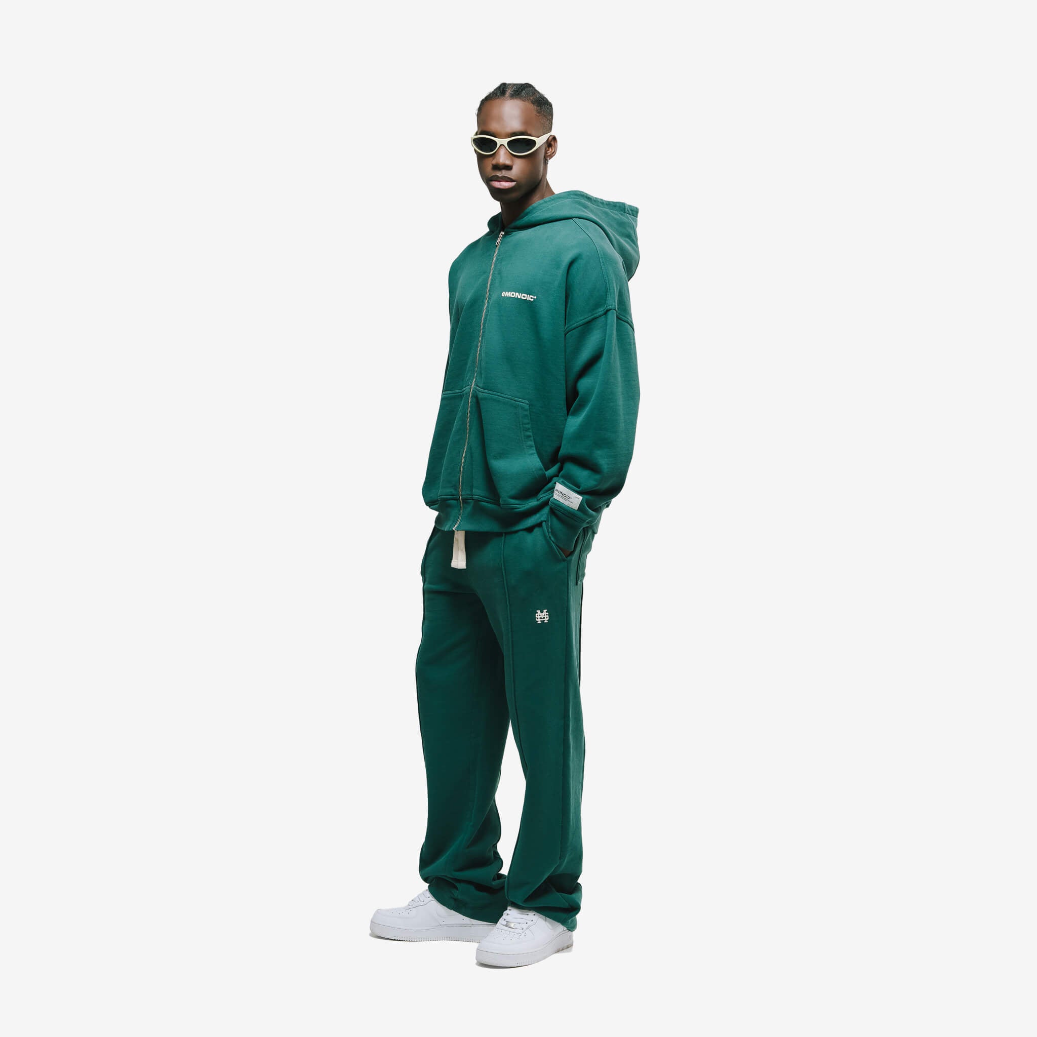 Monoic Zip Hoodie Oversized Básico V4 - Forest Green