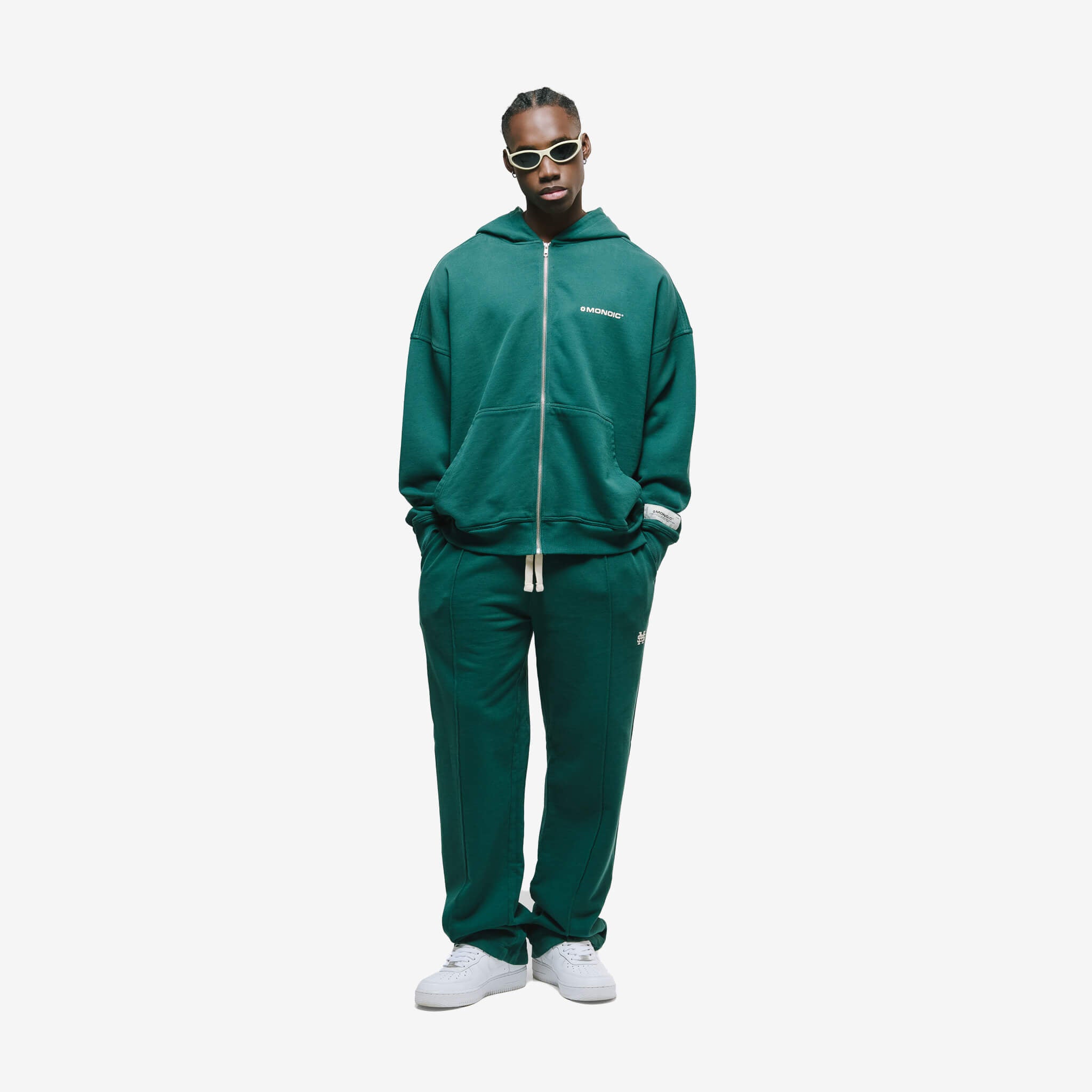 Monoic Zip Hoodie Oversized Básico V4 - Forest Green