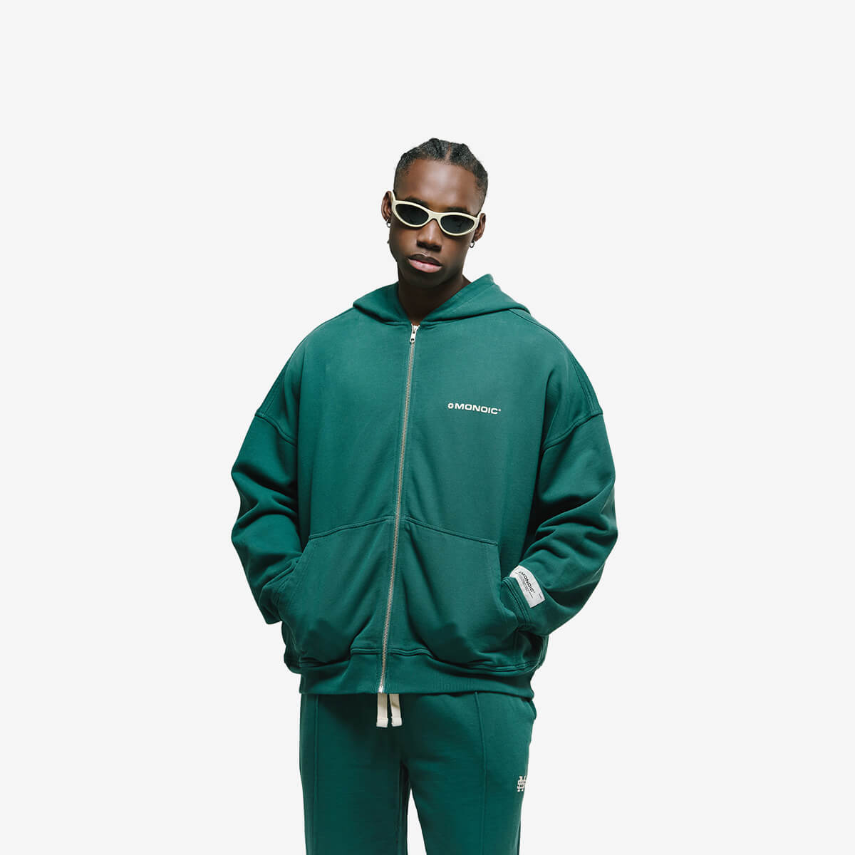 Monoic Zip Hoodie Oversized Básico V4 - Forest Green