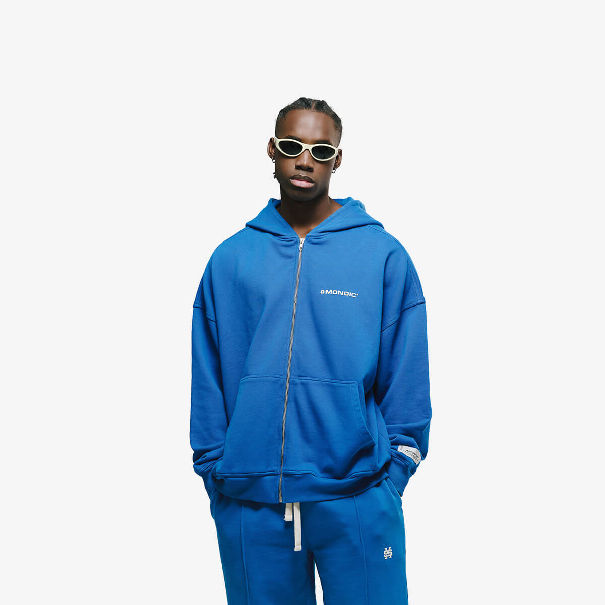Monoic Zip Hoodie Oversized Básico V4 - Azul Cobalto