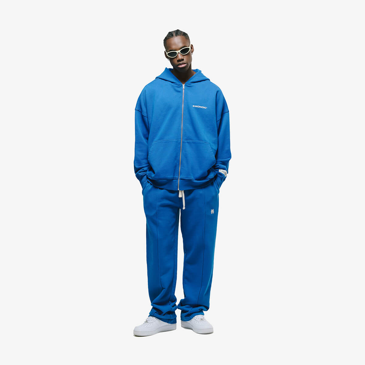 Monoic Zip Hoodie Oversized Básico V4 - Azul Cobalto