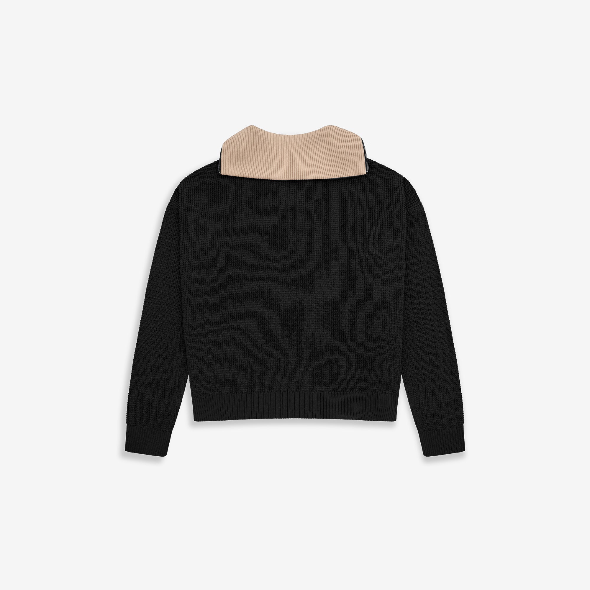 Monoic Zip Funnel Neck Knitwear 'Negro y Crema'