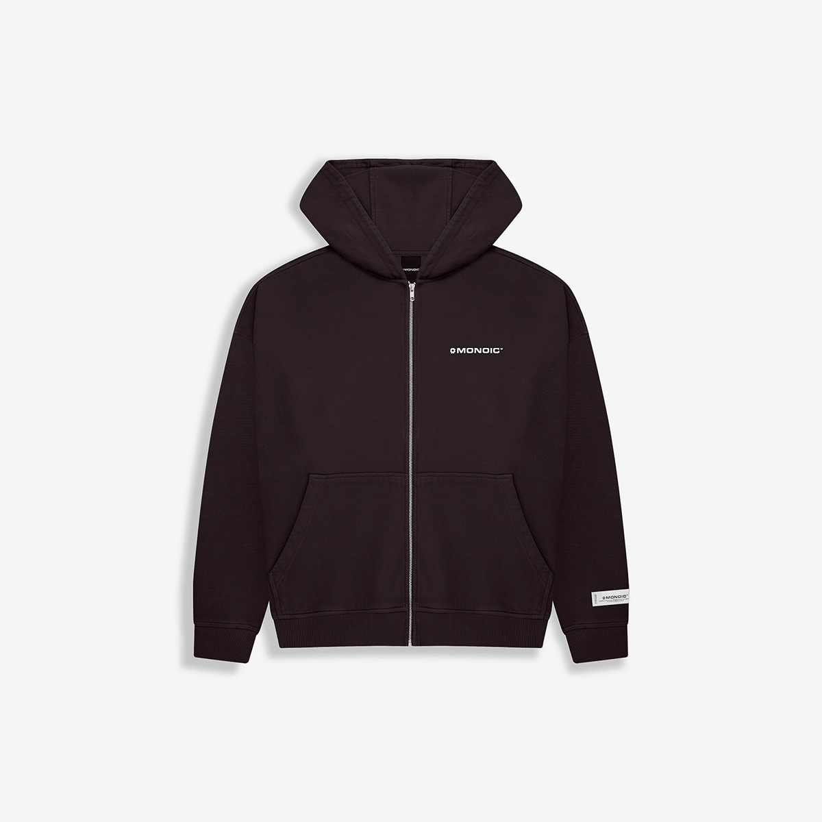 Monoic Zip Hoodie Oversized Básico V4 - Café Chocolate