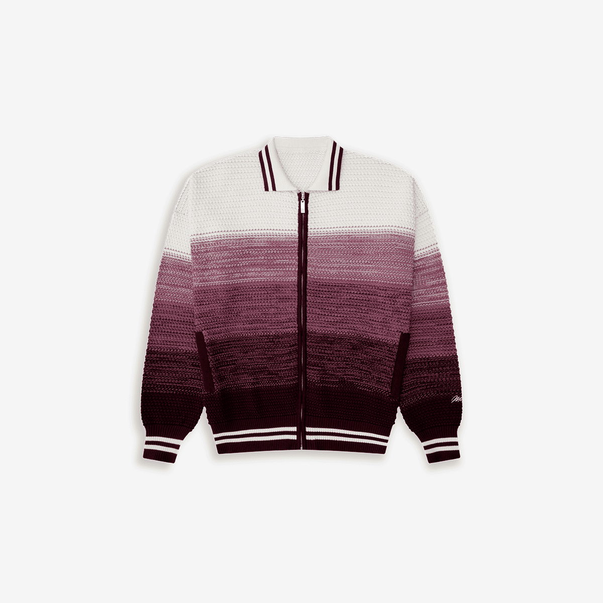 Monoic Zip Polo Gradient Knitwear - Burgundy y Crema