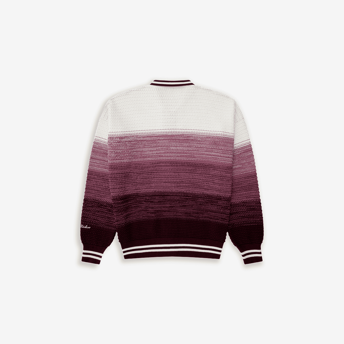 Monoic Zip Polo Gradient Knitwear - Burgundy y Crema