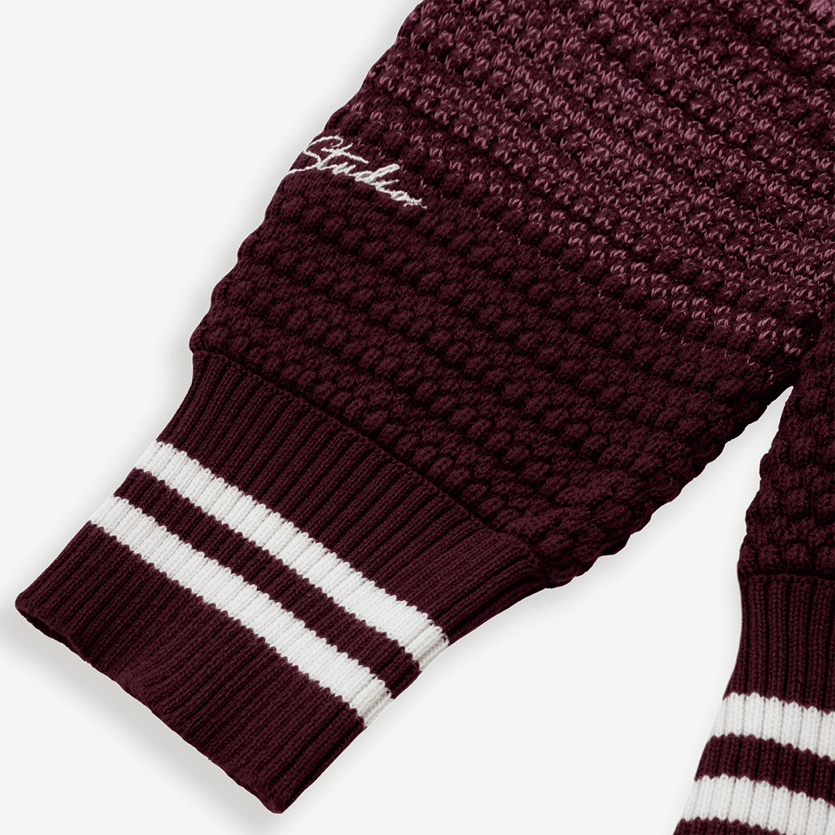 Monoic Zip Polo Gradient Knitwear - Burgundy y Crema