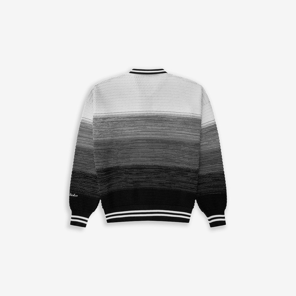 Monoic Zip Polo Gradient Knitwear - Negro y Gris