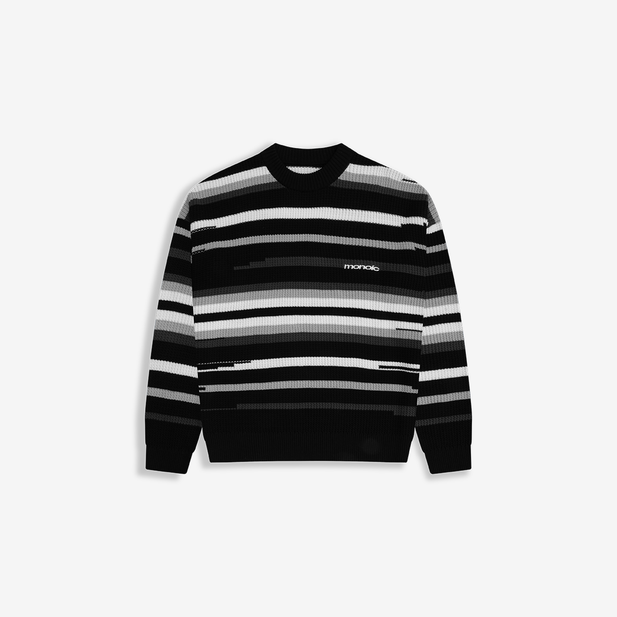 Monoic Striped Knitwear Sweater – Negro, Crema y Gris