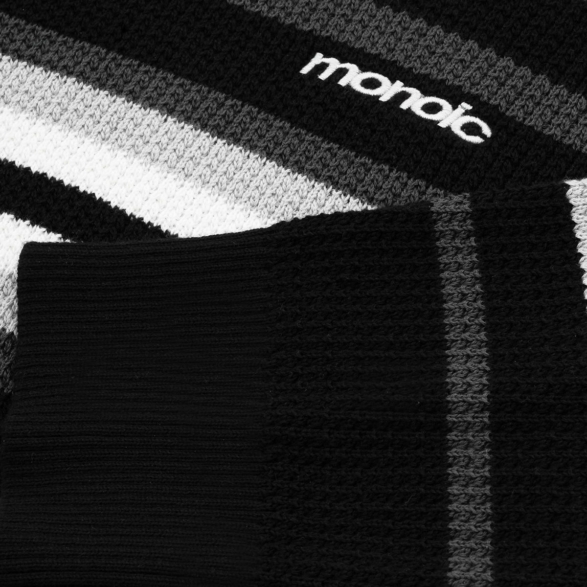 Monoic Striped Knitwear Sweater – Negro, Crema y Gris