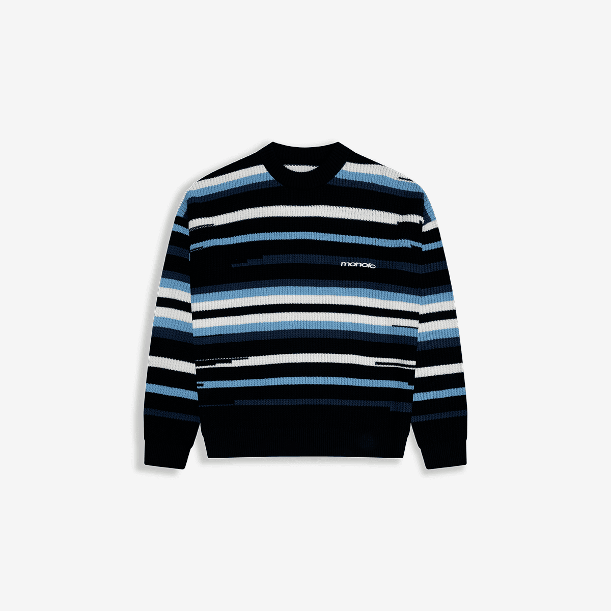 Monoic Striped Knitwear Sweater – Azul, Crema y Negro