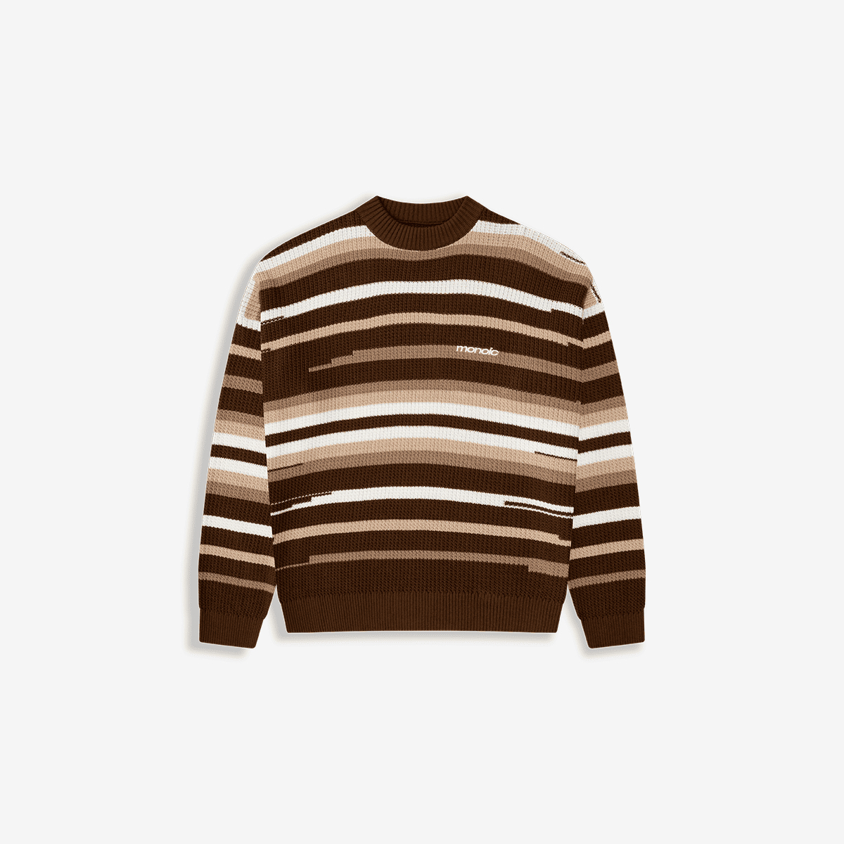 Monoic Striped Knitwear Sweater – Café, Crema y Beige