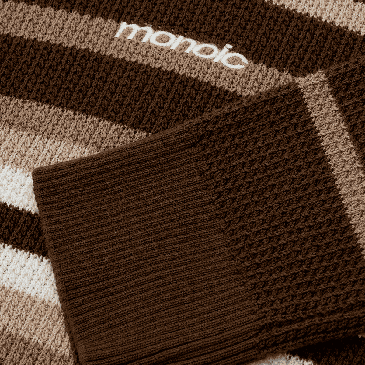 Monoic Striped Knitwear Sweater – Café, Crema y Beige