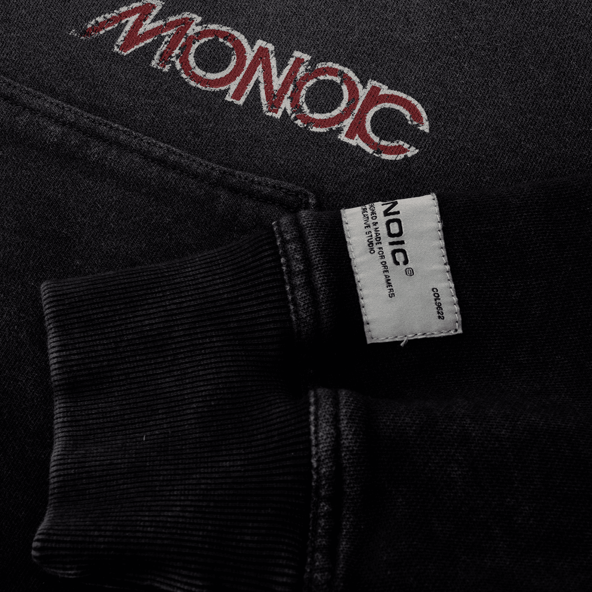 Monoic Zip Hoodie Monoic Records - Negro Desgastado
