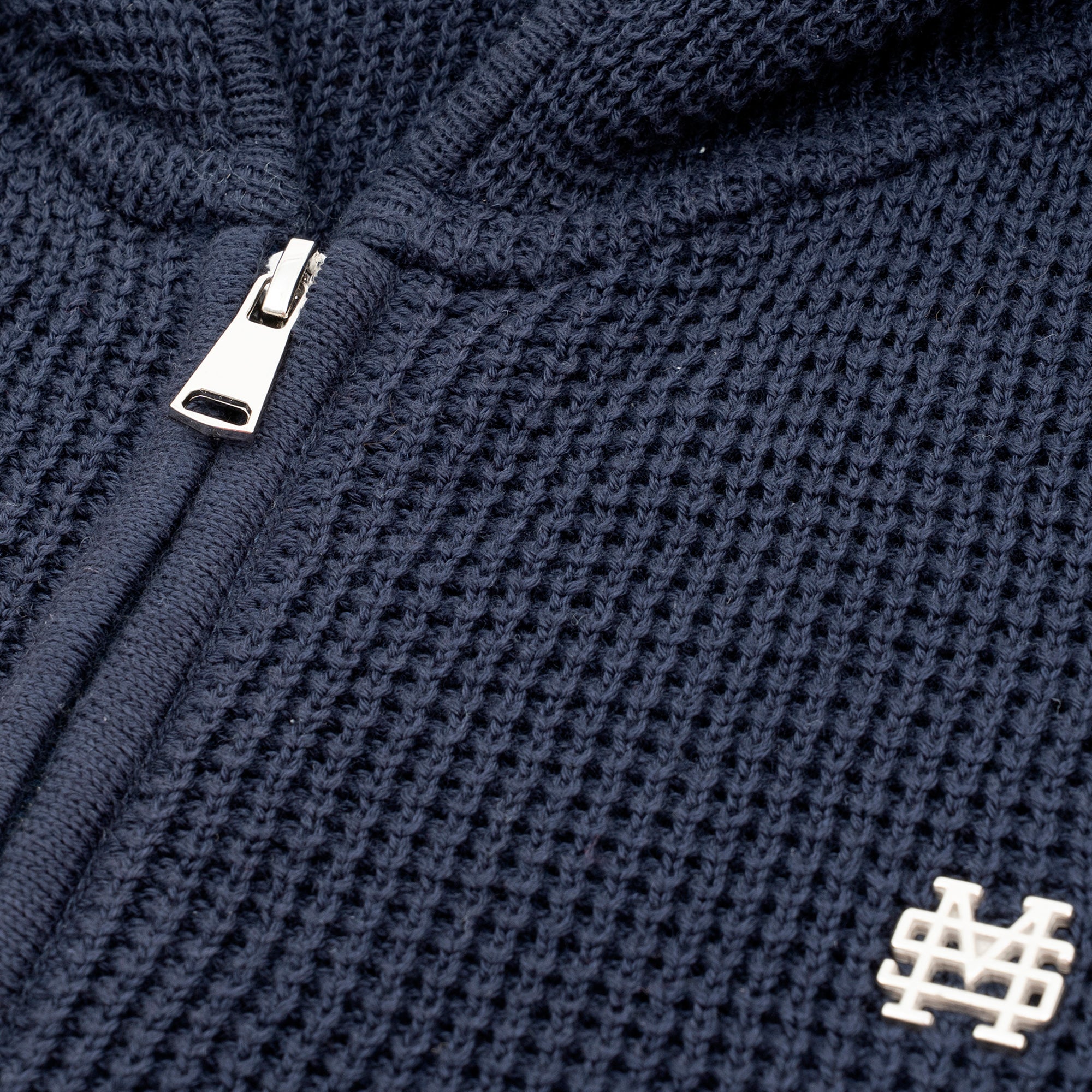 Monoic Zip Knitwear Hoodie 'Azul Navy'
